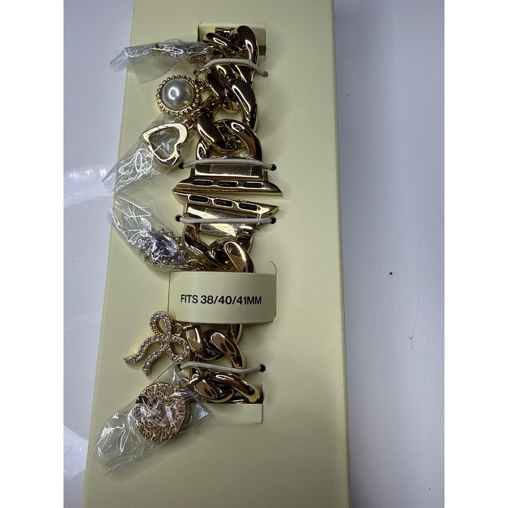 Anne Klein Gold Charm Bracelet Band for Apple Watch 38/40/41mm New